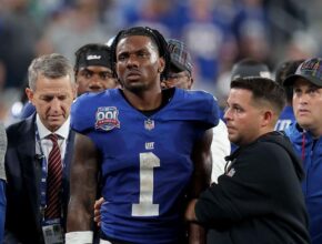 Giants Malik Nabers sets record, but exits with concussion