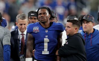 Giants Malik Nabers sets record, but exits with concussion