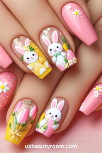 Bunny Easter nail art