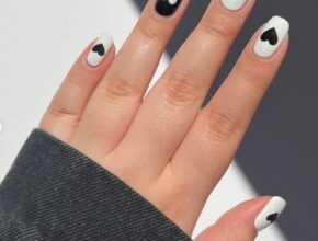 Nail Designs Black and White Hearts